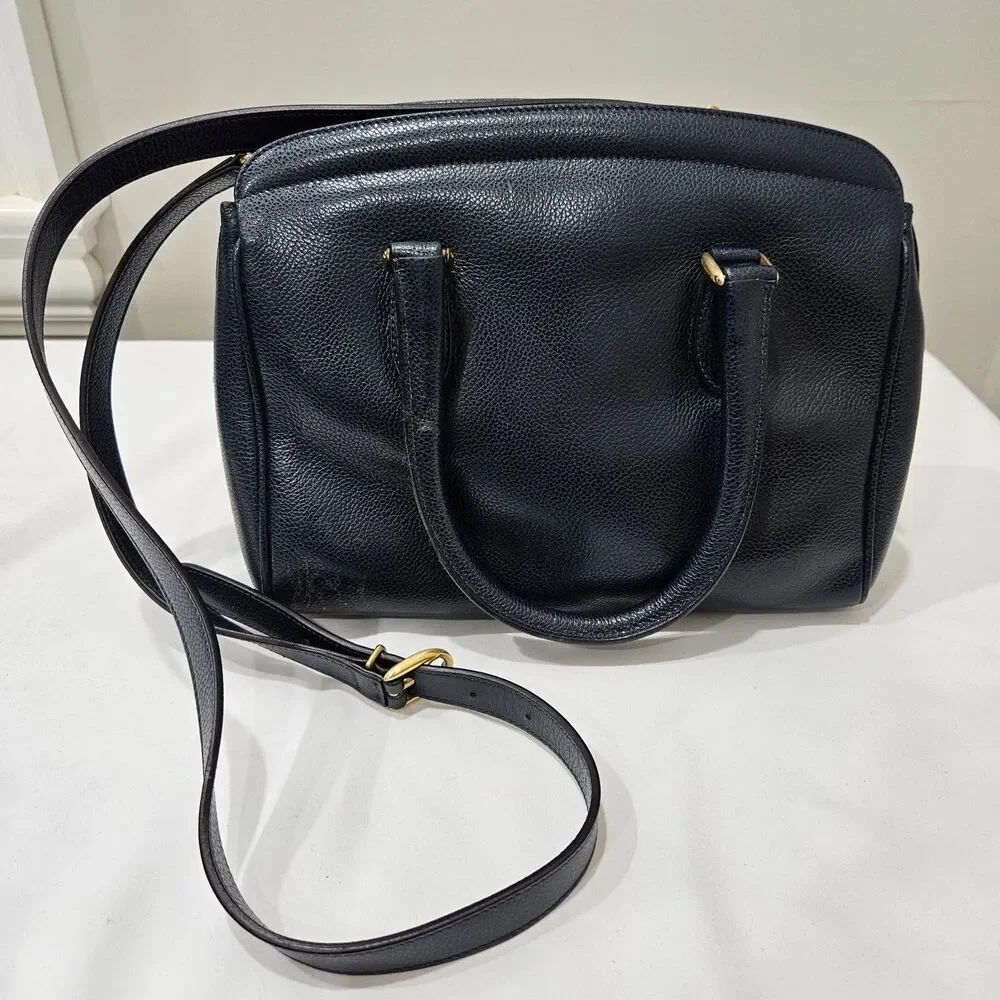Vintage Coach Madison Sutton Leather Satchel Bag 4410 Navy Zip Made in Italy